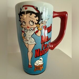 Betty Boop Nurse Mug - Red, Blue, and White